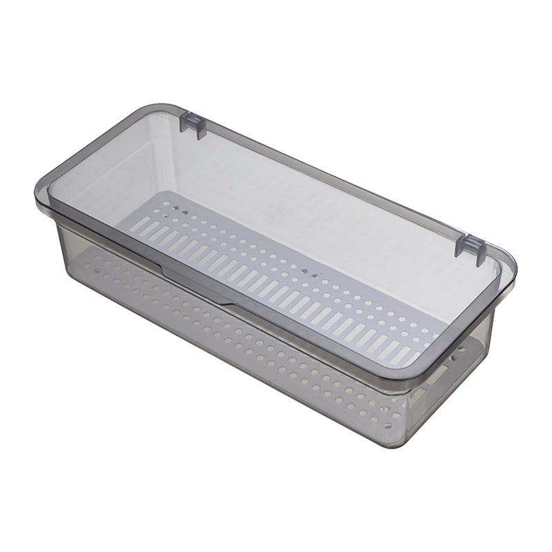 Qancesd Silverware Organizer with Lid Transparent Flatware Tray Cutlery Drawer Organizer Flatware Storage Box Kitchen Utensil Container - Image 1