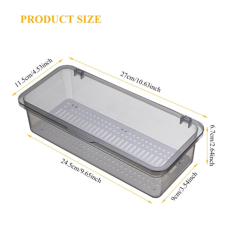 Qancesd Silverware Organizer with Lid Transparent Flatware Tray Cutlery Drawer Organizer Flatware Storage Box Kitchen Utensil Container - Image 2