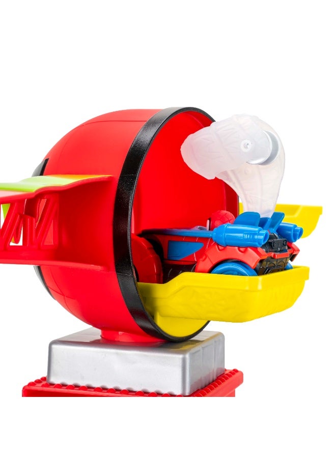 MARVEL مجموعة مسار الفوضى في منطقة البناء مع حركة خط ZIP من سبايدي وأصدقائه تتضمن 2 مركبة لعب | مسار سباق بارتفاع 2 قدم | مارفل | سبايدرمان | مركبة لعب | سيارة لعب | ألعاب قابلة للجمع | تشجع على اللعب الخيالي وتطوير المهارات الحركية | هدية للأطفال والرضع - Image 4