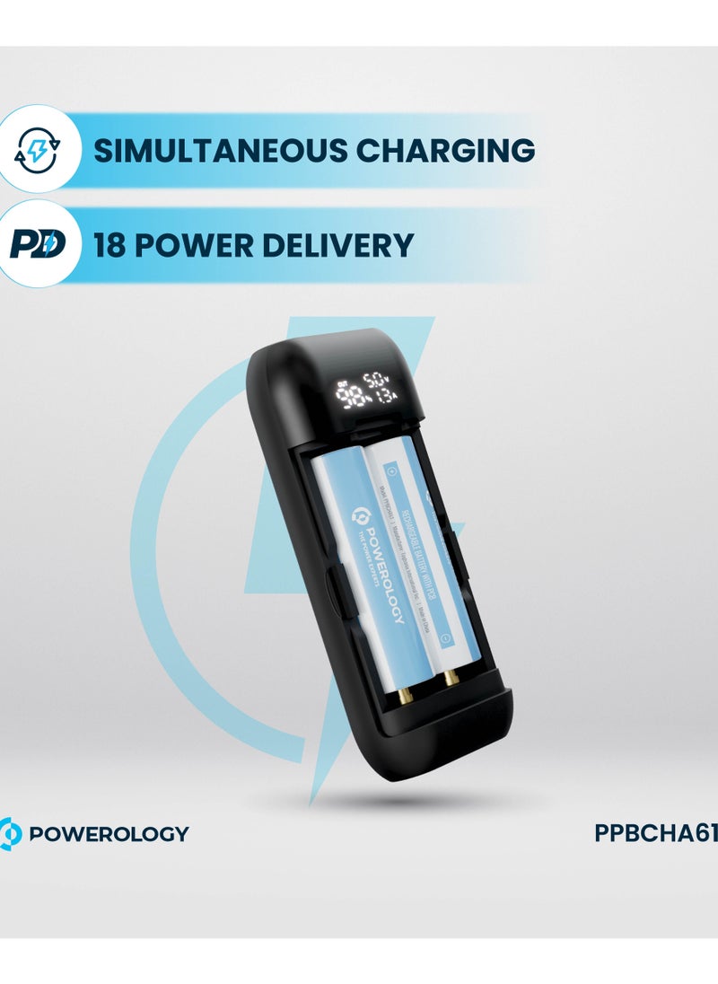 Powerology 5000 mAh Power Bank & Battery Charger 5000mAh 18W with Digital Display and 3 Battery / Simultaneous Charging / Built-in Safety Features / Lithium Boost Portable Powerbank - Grey  - Image 5
