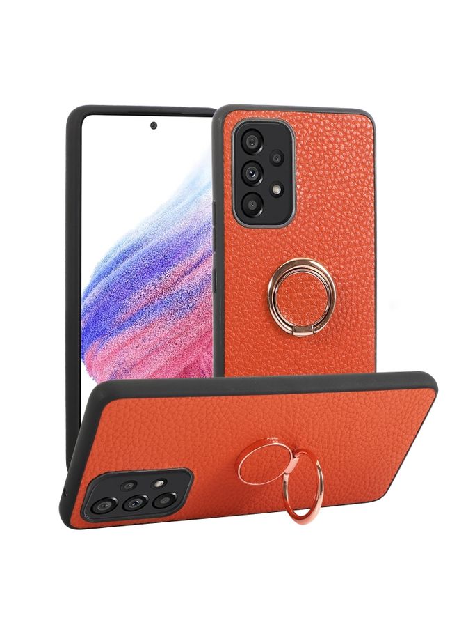 BGM Case Cover For Samsung Galaxy A53 5G Litchi Texture Magnetic Phone Case with Ring Holder Orange