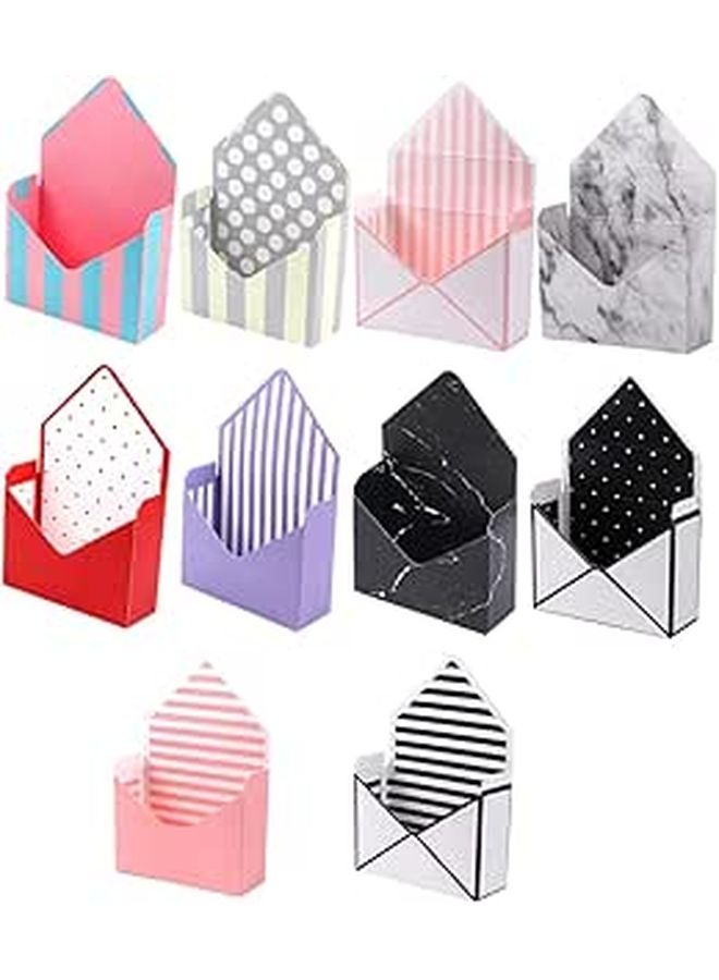 10pcs Floral Envelope Boxes Foldable with Basket Design for Wedding Bouquet Flower Packaging - Image 1