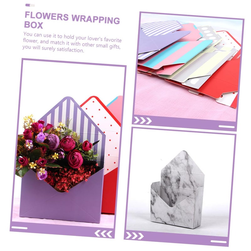 10pcs Floral Envelope Boxes Foldable with Basket Design for Wedding Bouquet Flower Packaging - Image 4