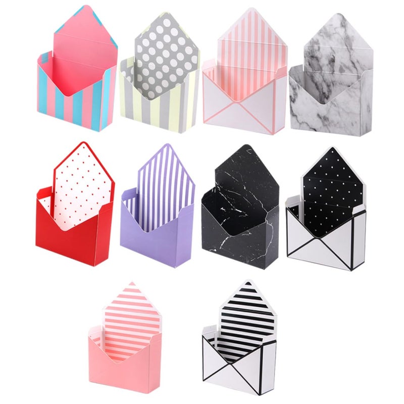 10pcs Floral Envelope Boxes Foldable with Basket Design for Wedding Bouquet Flower Packaging - Image 2