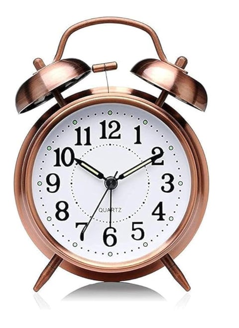 Analog Alarm Clock With Double Bell, Heavy Slippers And Extra Loud Alarm Clock Perfect For Student And Kids Bedroom Brass Brass