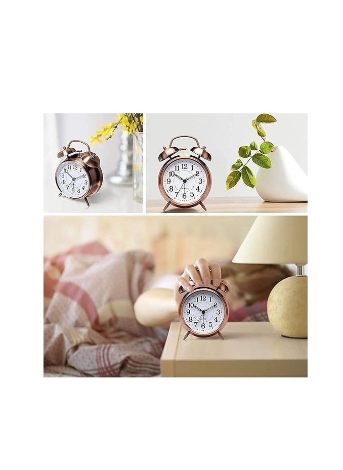 Analog Alarm Clock With Double Bell, Heavy Slippers And Extra Loud Alarm Clock Perfect For Student And Kids Bedroom Brass Brass