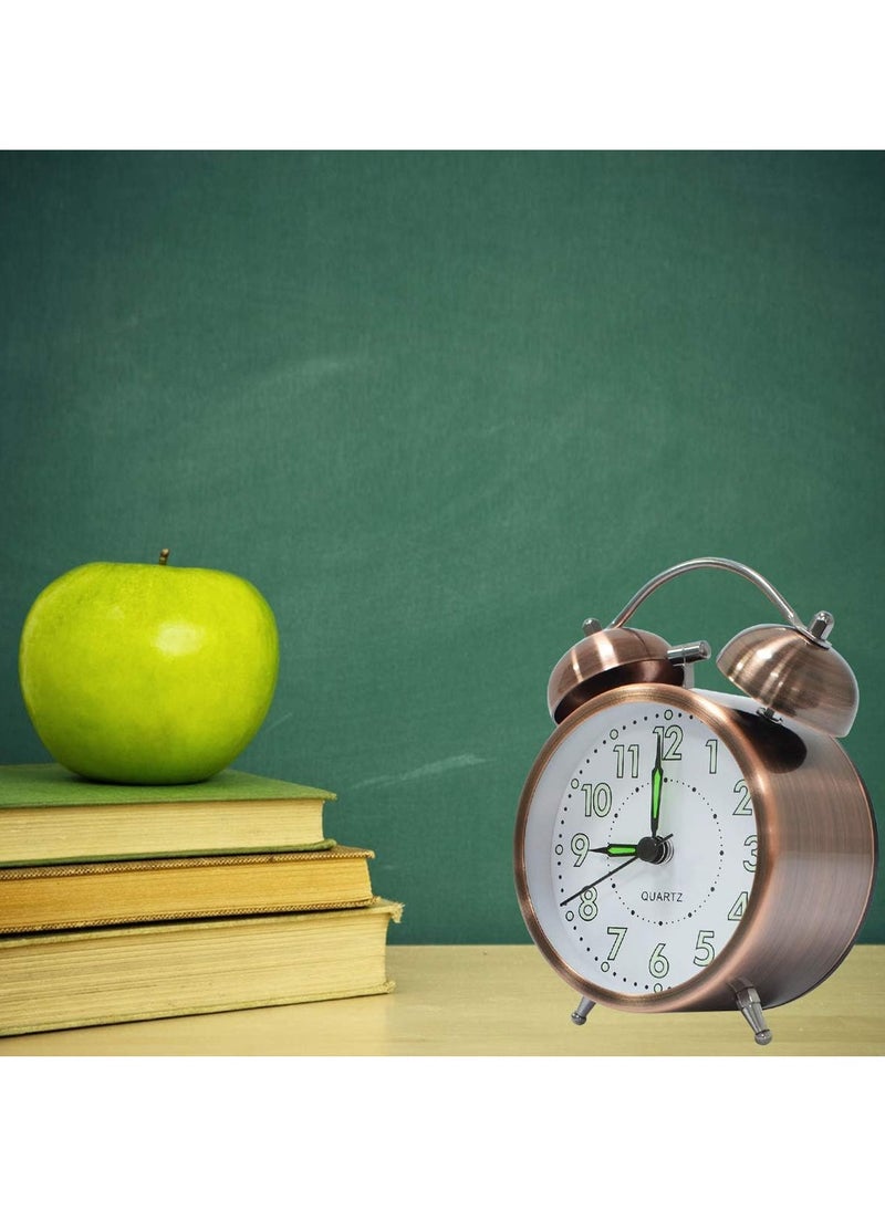 Analog Alarm Clock With Double Bell, Heavy Slippers And Extra Loud Alarm Clock Perfect For Student And Kids Bedroom Brass Brass
