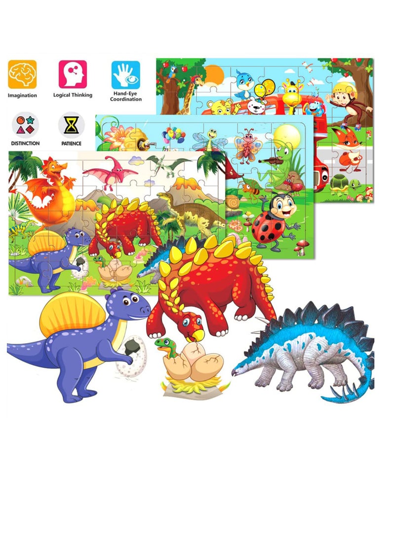 سونسر 6 أطقم ألغاز للأطفال من سن 4-8 سنوات، مجموعة ألغاز بانوراما خشبية مكونة من 180 قطعة ألغاز للأطفال الصغار ما قبل المدرسة للأولاد والبنات - Image 3