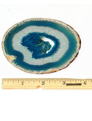 AMOYSTONE Teal Agate Coasters Set of 4 for Drink, Agate Slice Coaster Large 3.5-4" Gem Stone Cup Mat for Home and Coffee Table Décor - Image 5