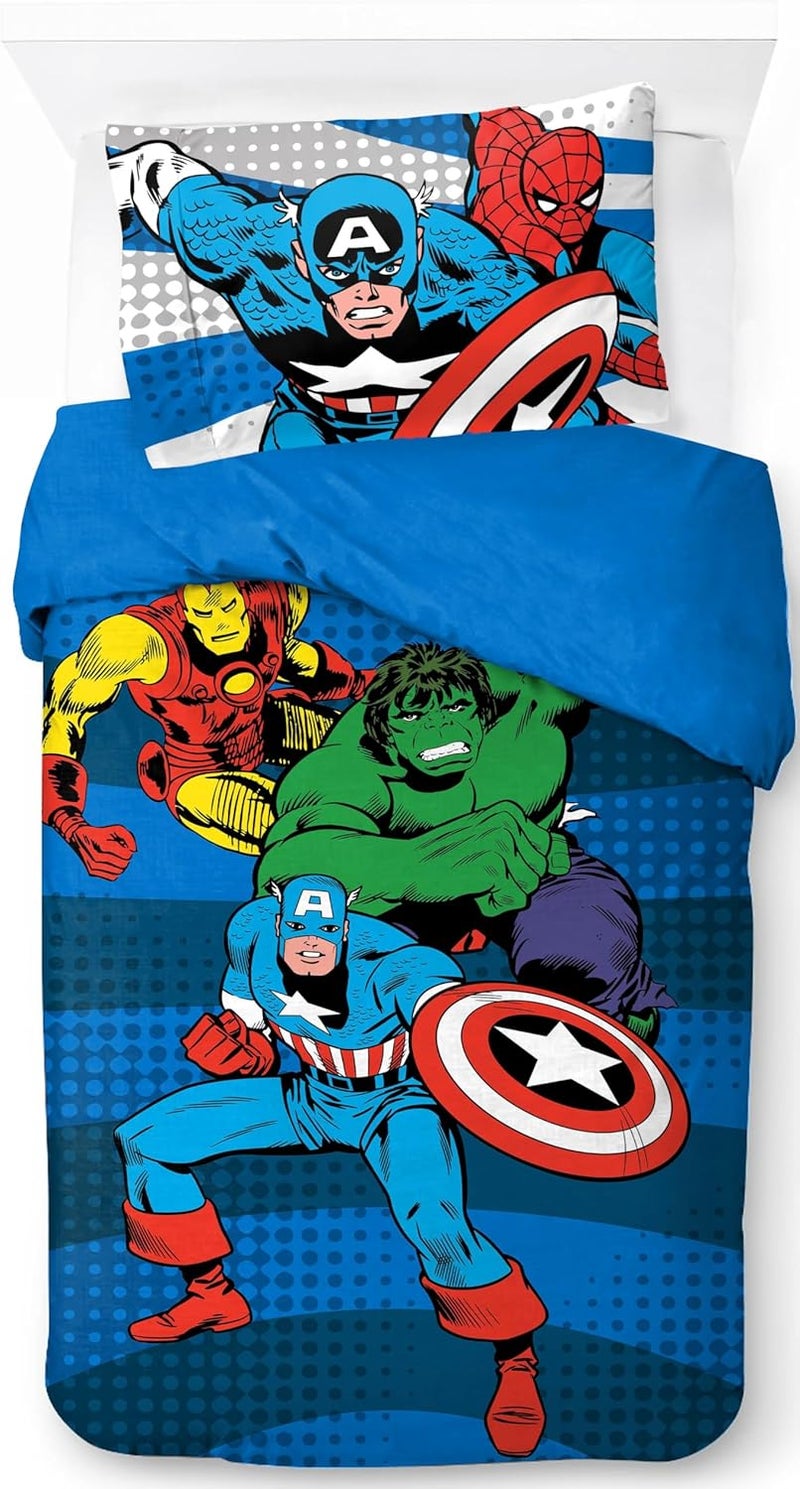 Jay Franco Marvel Comics Avengers 100% Cotton Single Duvet Cover Set - Includes 50 x 70 cm Pillowcase - Image 1