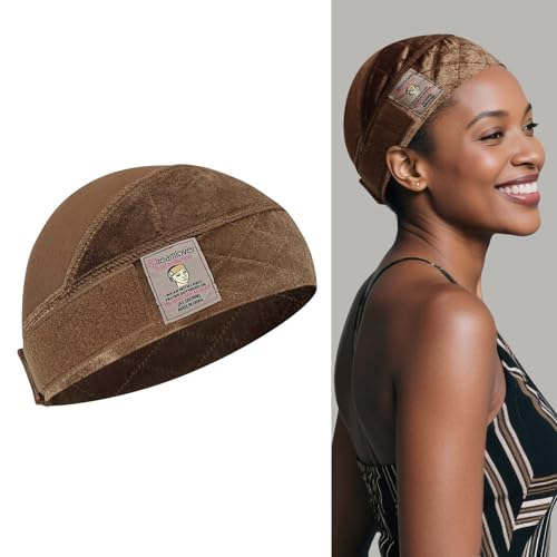 Dreamlover Wide Wig Grip Cap for Women 2in1 Breathable Wig Caps with Velvet Wig Grip Band for Lace Front Wigs Brown 1 Piece - Image 1