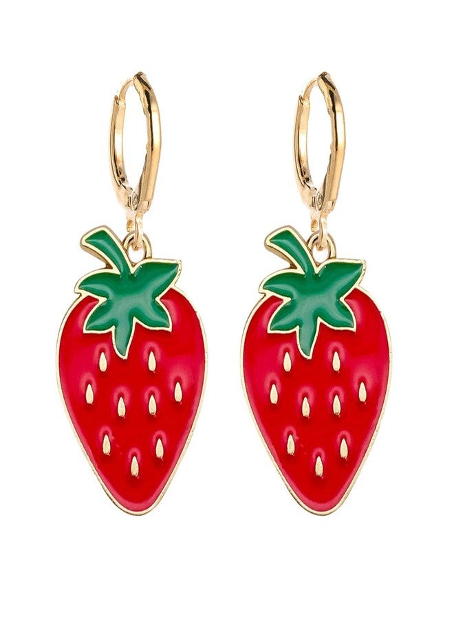 Colorful Strawberry Watermelon Avocado Lemon Shape Fruits Earrings for Women Jewelry(A)