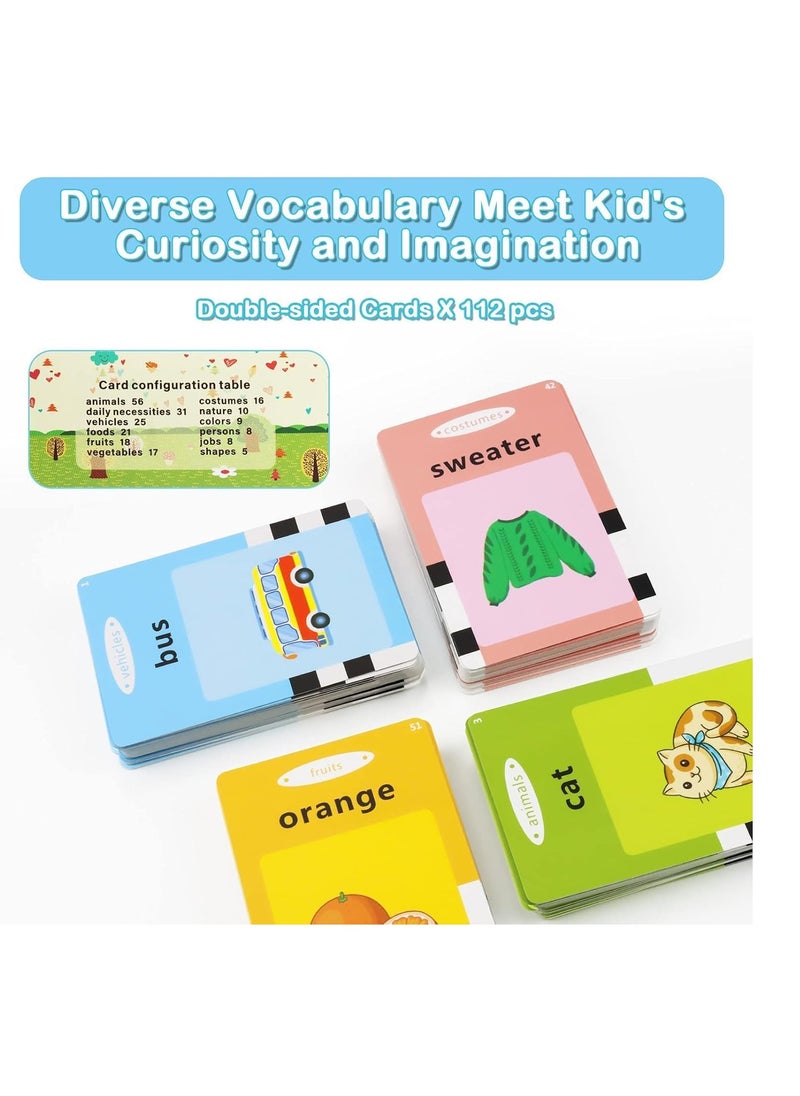 Generic Topcolor Educational Toy for Kids Listen and Learn Literacy Audible Flash Cards for Toddlers 1 2 3 4 5 6 Years Old Boys Girls Flashcards Device with 112 pcs Double-Sided Cards 224 Words  - Image 5