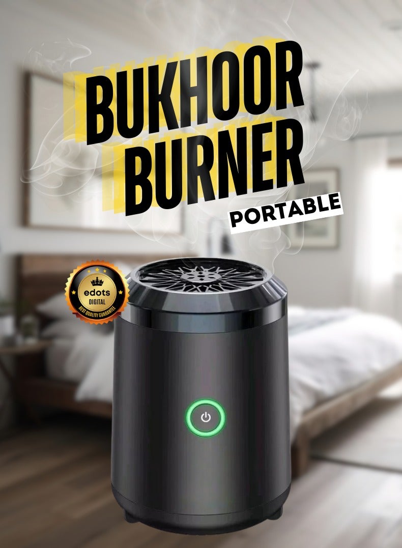 HONTON Portable Bakhoor Burner - USB-Powered Mini Incense Burner for Car & Home, Elegant Black, Rechargeable Type-C, Compact Design | Bukhoor Burner - Image 1
