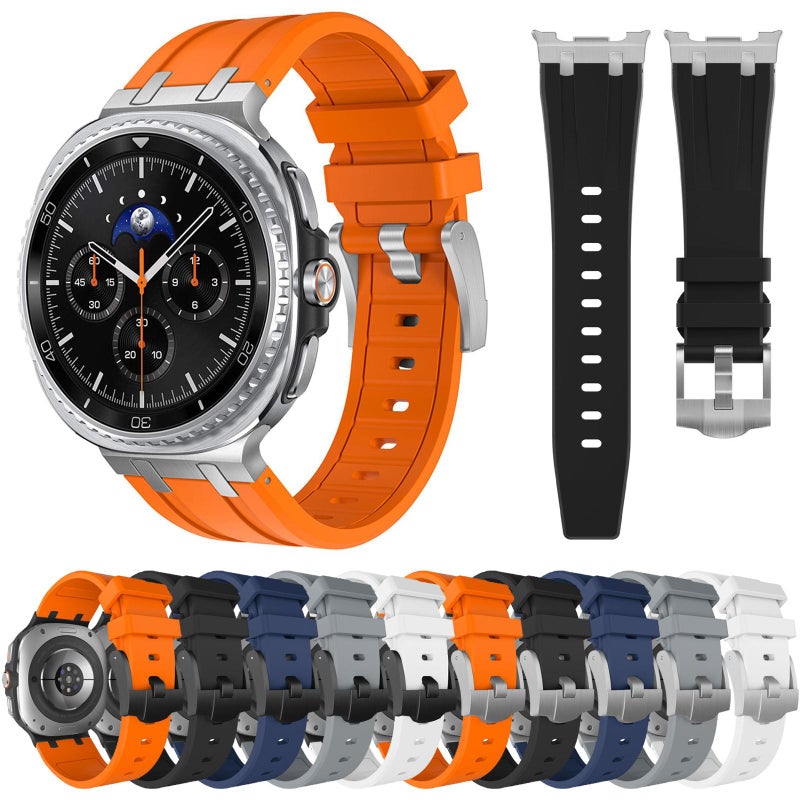 إيروريكس سوار ساعة سيليكون كلاسيكي لساعة Samsung Galaxy Watch8 / Watch8 (فضي أبيض) - Image 4