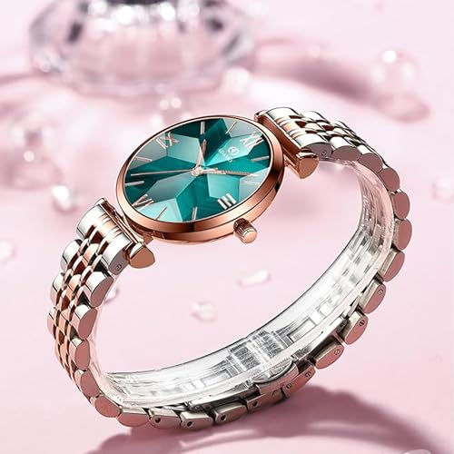 ADAMO Desinger Women Stainless Steel Analog Round Diamond Studded Dial Women's & Girl's Watches 888BBM17 (Sea Green) - Image 4