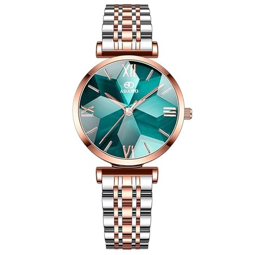 ADAMO Desinger Women Stainless Steel Analog Round Diamond Studded Dial Women's & Girl's Watches 888BBM17 (Sea Green) - Image 1