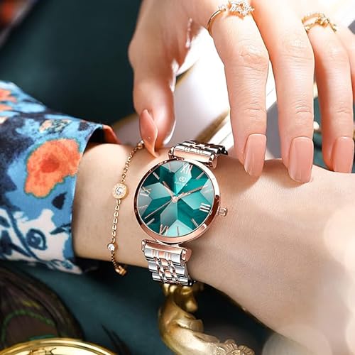ADAMO Desinger Women Stainless Steel Analog Round Diamond Studded Dial Women's & Girl's Watches 888BBM17 (Sea Green) - Image 3