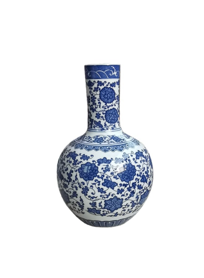 Blue and White Porcelain Vase 35cm – Elegant Chinese Floral Pattern Ceramic Vase for Home Decoration, Classic Round Shape with Narrow Neck, Decorative Flower Vase for Living Room, Office & Entryway - Image 5