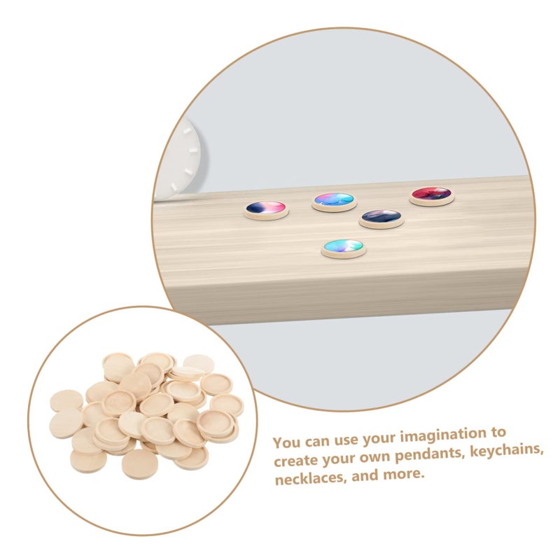 50 Pcs Round Wooden Bezel Pendant Trays For Jewelry Making Vintage Wood Craft Bases - Image 5