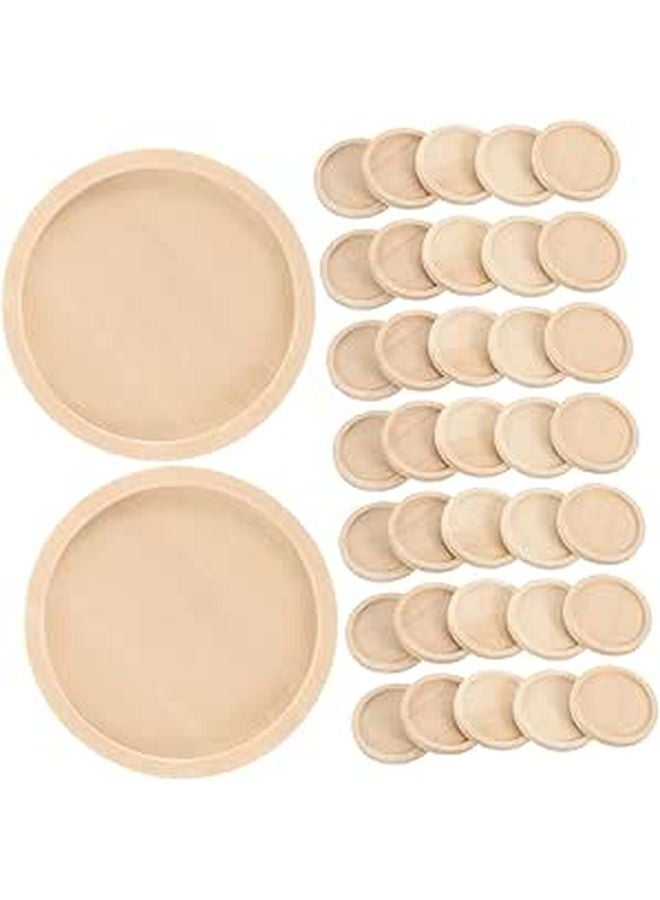 50 Pcs Round Wooden Bezel Pendant Trays For Jewelry Making Vintage Wood Craft Bases - Image 1