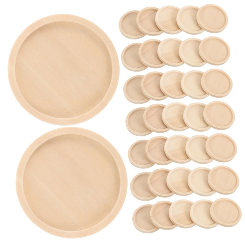 50 Pcs Round Wooden Bezel Pendant Trays For Jewelry Making Vintage Wood Craft Bases - Image 2