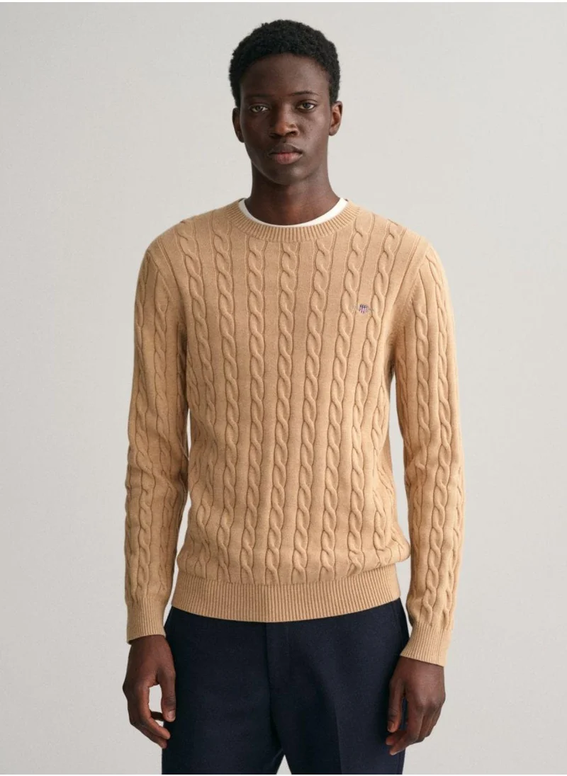 GANT Gant Cotton Cable Knit Crew Neck Sweater