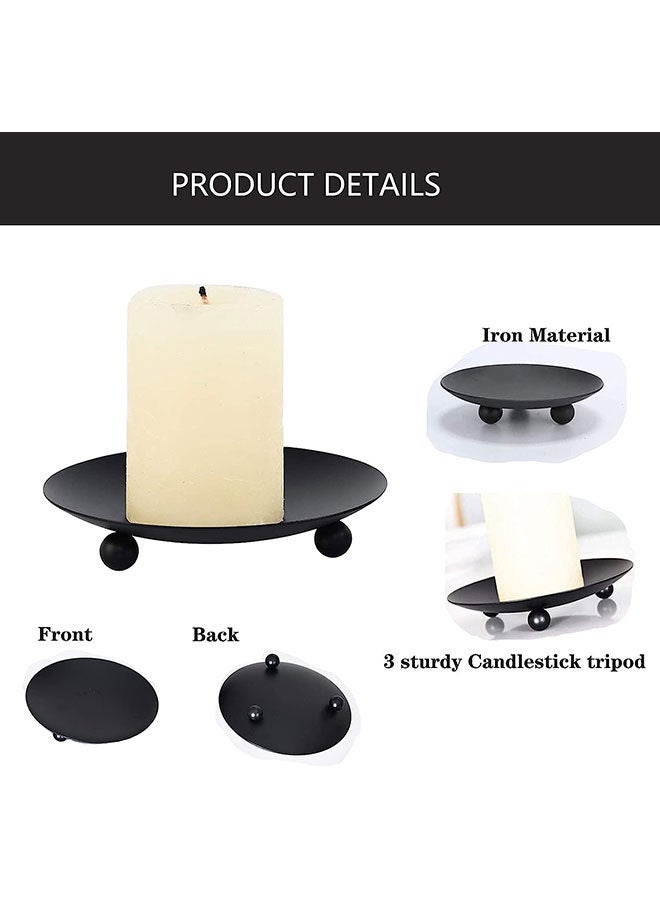 Arabest 2 Pcs Iron Plate Candle Holder, Decorative Iron Pillar Candle Plate, 4.3 inches D x 0.87 inches H, Pedestal Candle Stand for LED & Wax Candles, Incense Cones, Spa  - Image 4