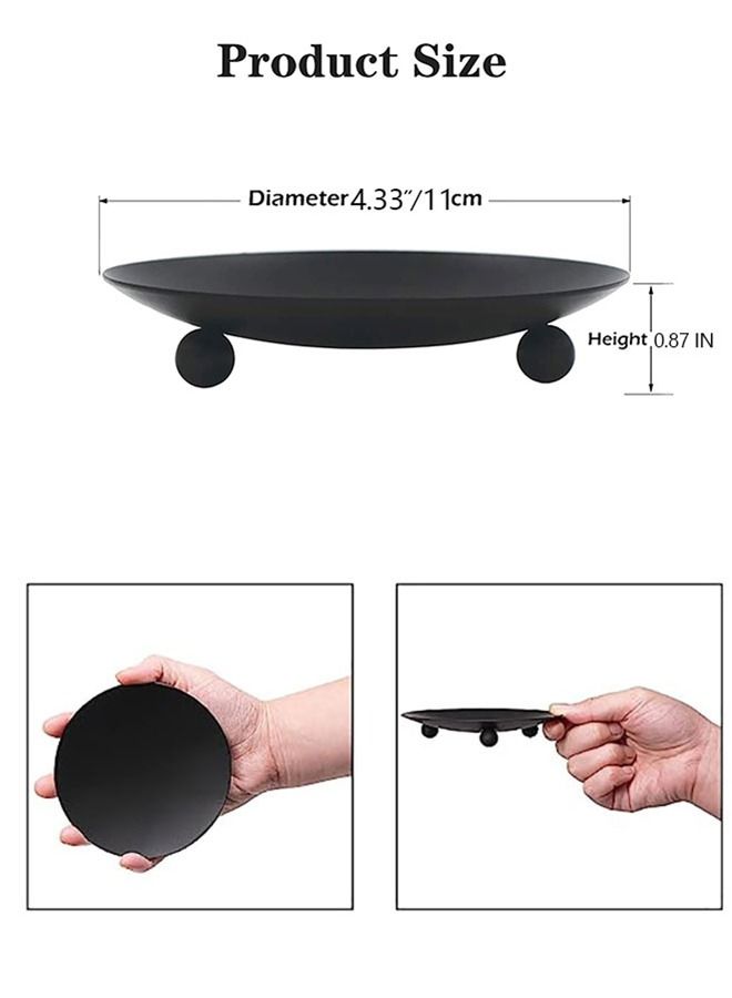 Arabest 2 Pcs Iron Plate Candle Holder, Decorative Iron Pillar Candle Plate, 4.3 inches D x 0.87 inches H, Pedestal Candle Stand for LED & Wax Candles, Incense Cones, Spa  - Image 3