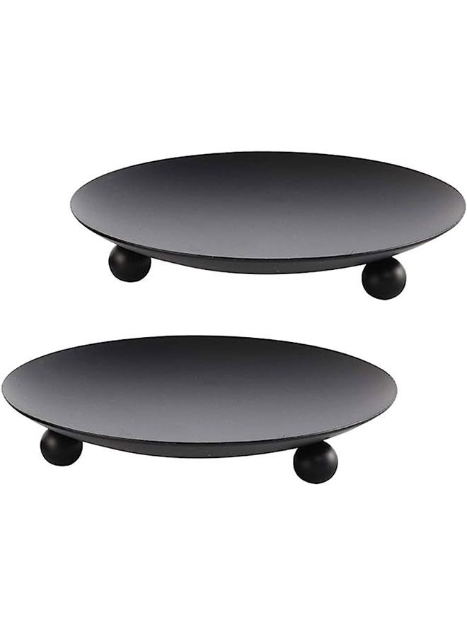 Arabest 2 Pcs Iron Plate Candle Holder, Decorative Iron Pillar Candle Plate, 4.3 inches D x 0.87 inches H, Pedestal Candle Stand for LED & Wax Candles, Incense Cones, Spa  - Image 1