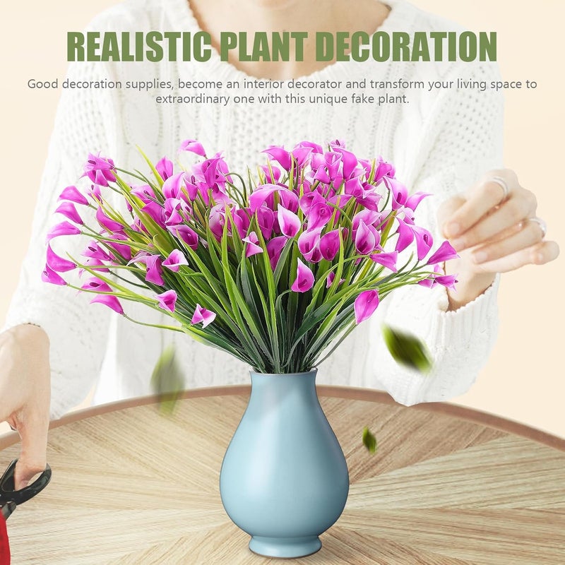 6pcs Artificial Common Lily Fake Plants Green Potted Simulation for DIY Table Centerpieces Wedding Decoration Indoor Outdoor Home Garden - Image 3