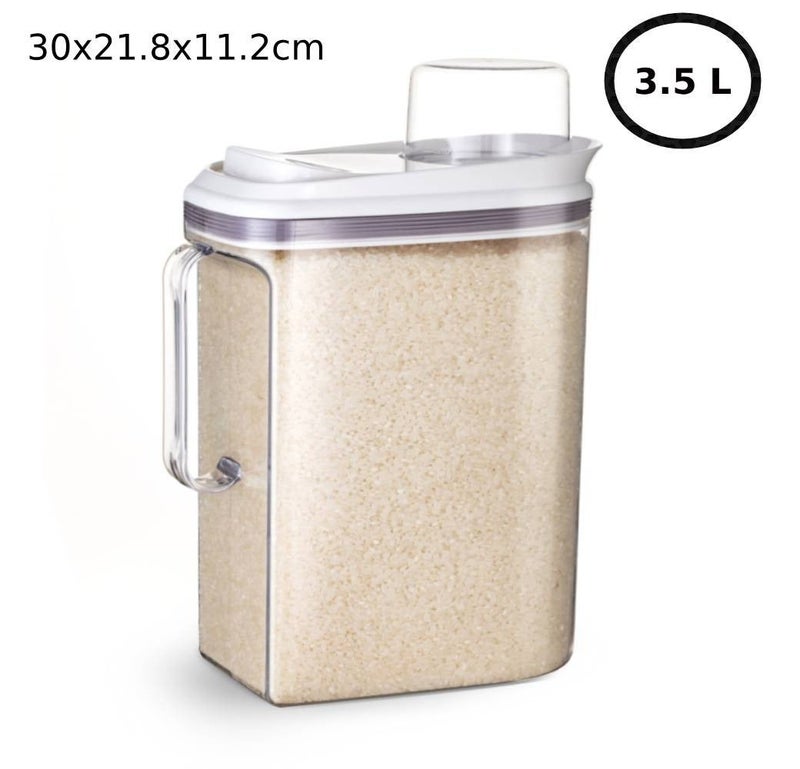 RAIS GLOBAL 2Pc - Premium Airtight Food Storage Container with Push Button Pop-up Lid - 3.5L Large BPA-Free Clear Plastic Cereal & Rice Bin (21.8x11.2x30cm - Image 3