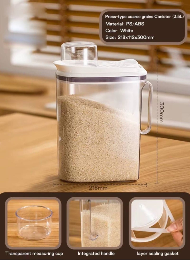 RAIS GLOBAL 2Pc - Premium Airtight Food Storage Container with Push Button Pop-up Lid - 3.5L Large BPA-Free Clear Plastic Cereal & Rice Bin (21.8x11.2x30cm - Image 4