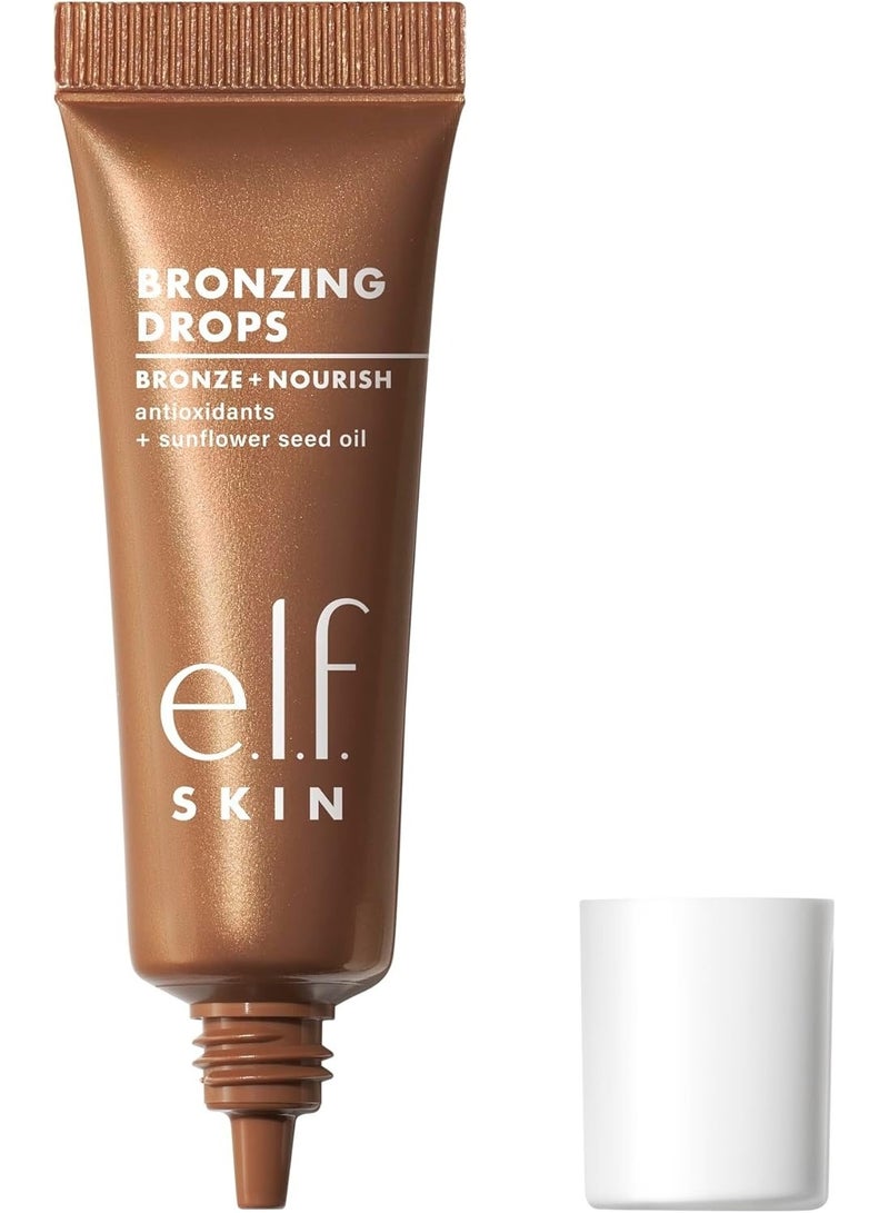 إلف قطرات البرونزر الصغيرة من سكين، برونزر سائل للوجه والجسم، يمنح توهجًا مشمسًا، مع فيتامين هـ، نباتي وخالٍ من القسوة، ذهب نقي - Image 1