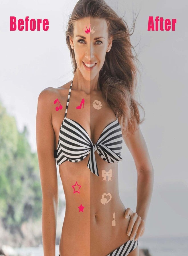 XIHIRCD 320pcs Tanning Stickers, Cute Sunbathing Stickers Self Adhesive Tanning Heart Lips Bow Star Cherry Sun Tan Stickers Decals for Body Summer Beach (8 Styles) - Image 5