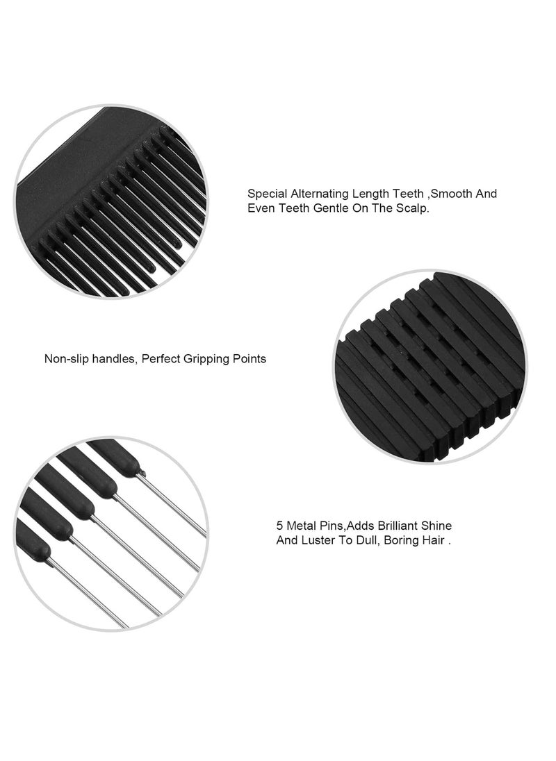 Leinuosen 3 Pack Black Combs with Metal Prong - Salon Teasing Back Combs with Stainless Steel Lift (Style A)  - Image 3