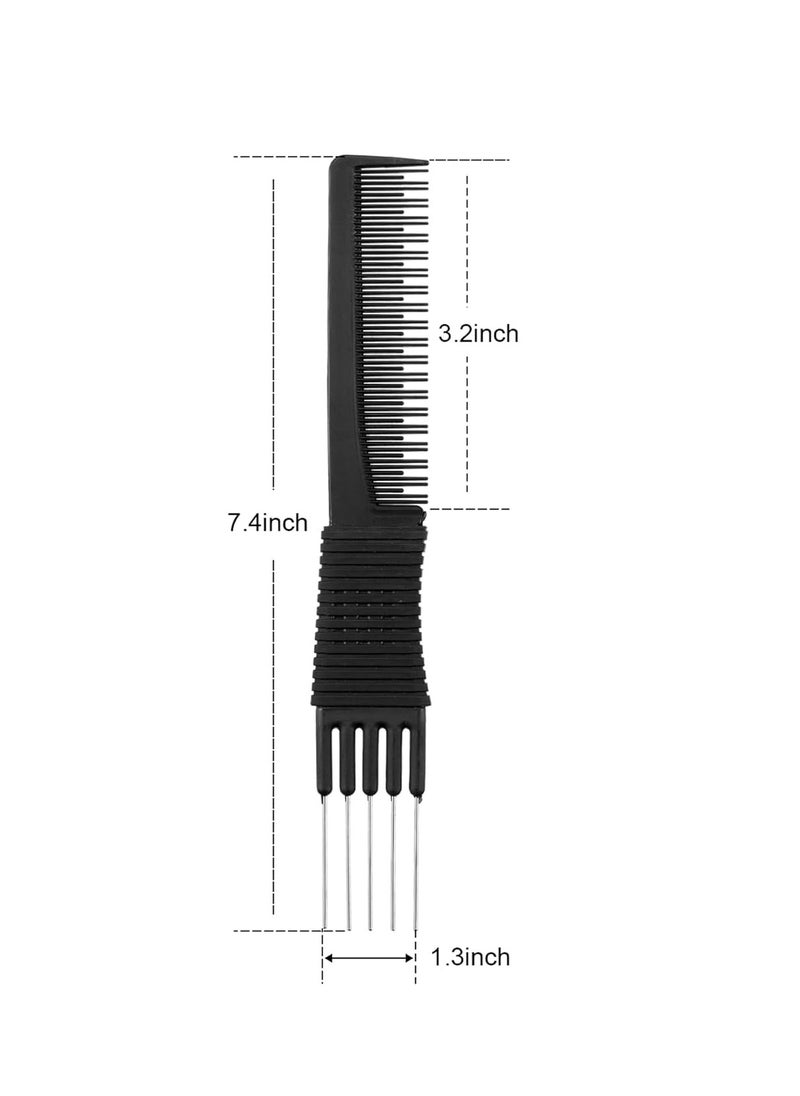 Leinuosen 3 Pack Black Combs with Metal Prong - Salon Teasing Back Combs with Stainless Steel Lift (Style A)  - Image 4