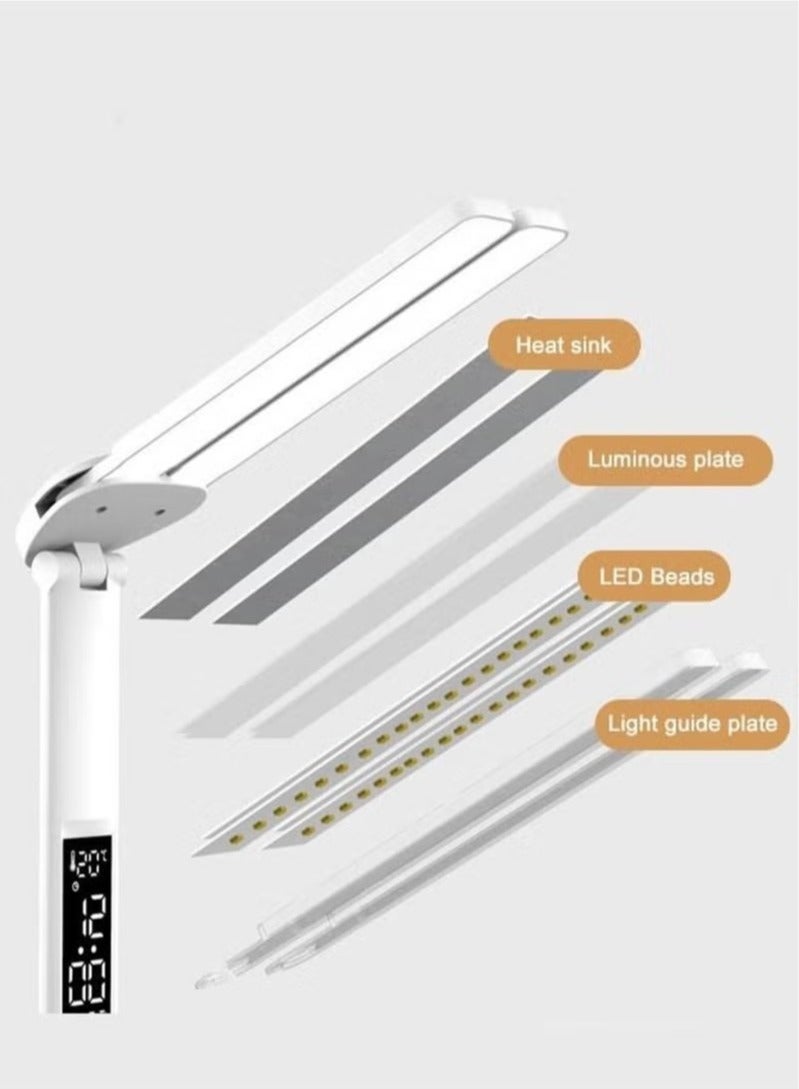 بيوينتي مصباح مكتب LED قابل للطي، بضوء ناعم يحمي العين، مزود بضبط لمسي للسطوع، مناسب للأطفال والمكاتب، مع حامل للهاتف وحاوية للأقلام. - Image 3
