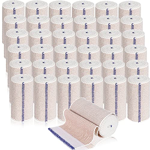 LEIFIDE 36 Pack Compression Bandage Wrap with Self Closure on Both Ends Elastic Bandage for Legs Knees Ankles Wrists Elbows Shoulders Athletic Stretchable Wrap4 InchBlue Trim - Image 2