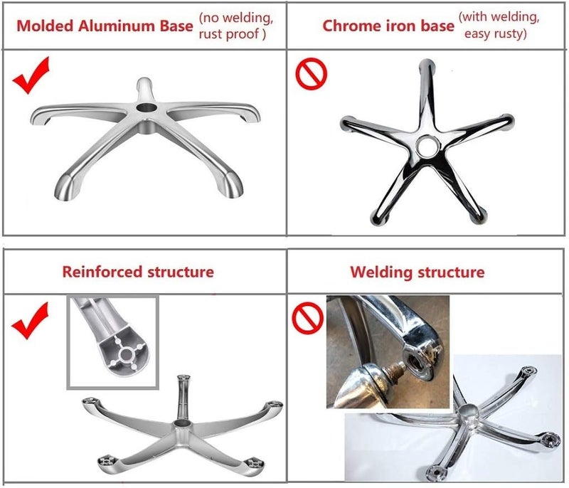 Kaleurrier Stool Chair BaseSalon Stool Office Stool Replacement PartsReinforced Sturdy Aluminum 5 Legs BaseHeavy Duty Holds up 300 lbsin Universal Standard Size - Image 3