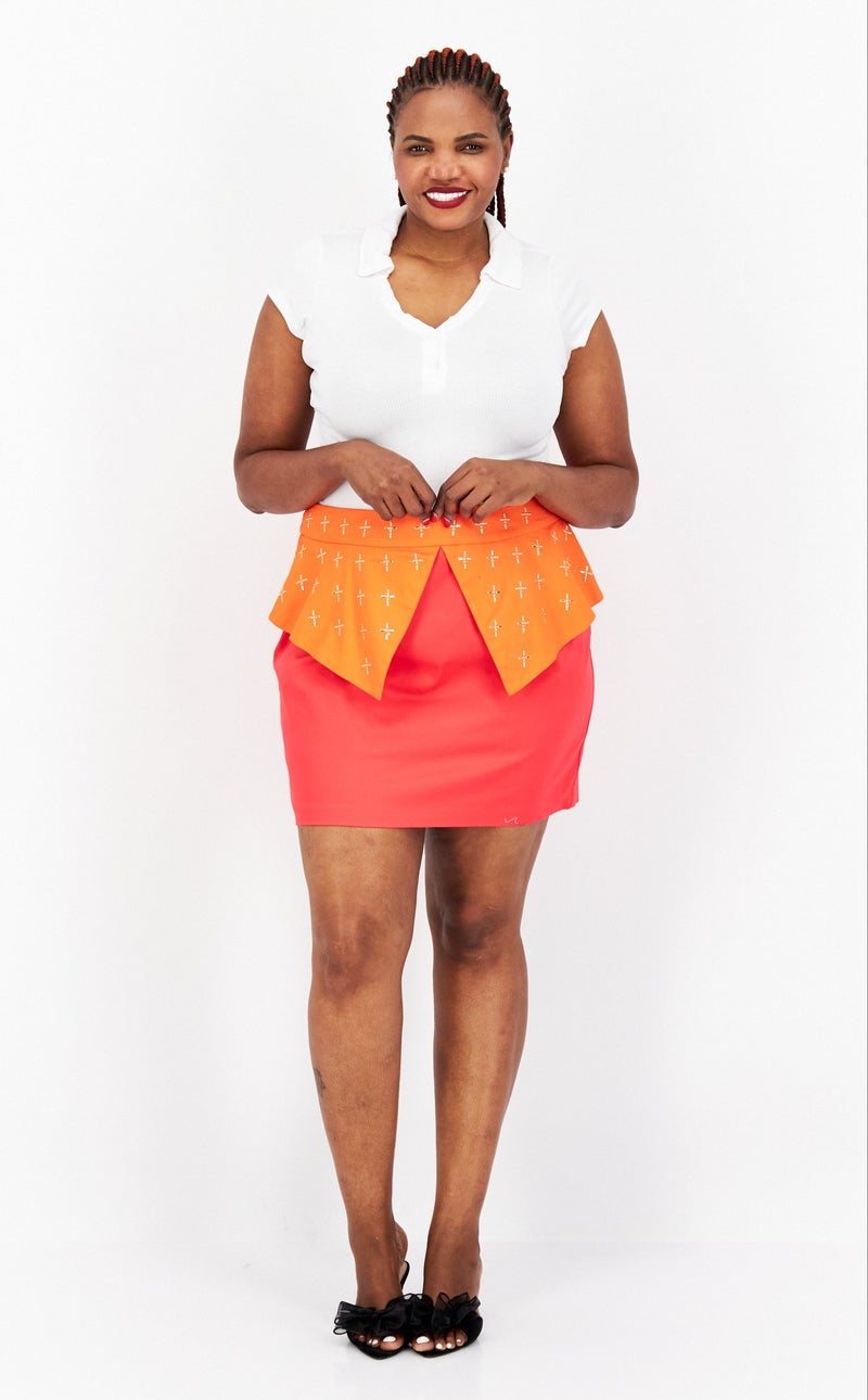 Bar III Women Plus Size Embellished Mini Skirt, Red - Image 4