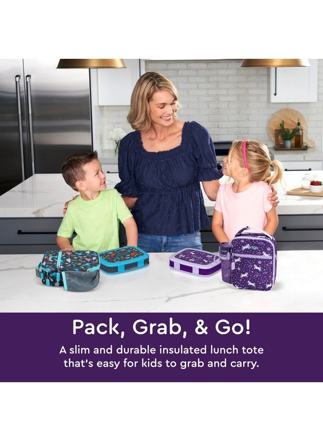 Bentgo حقيبة غداء معزولة للأطفال من بنتغو - مقاومة للماء، قابلة لإعادة الاستخدام، خفيفة الوزن ومتينة مع حاملة زجاجة ماء وجيب شبكي، تناسب صندوق الغداء وزجاجة الماء - مثالية للأعمار 3 سنوات فما فوق (وحيد القرن) - Image 2