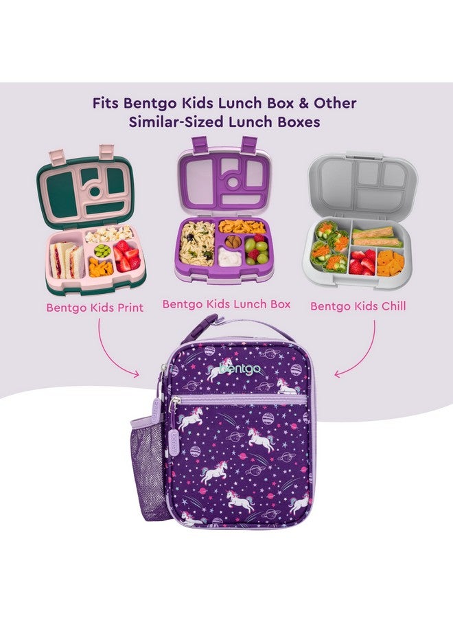 Bentgo حقيبة غداء معزولة للأطفال من بنتغو - مقاومة للماء، قابلة لإعادة الاستخدام، خفيفة الوزن ومتينة مع حاملة زجاجة ماء وجيب شبكي، تناسب صندوق الغداء وزجاجة الماء - مثالية للأعمار 3 سنوات فما فوق (وحيد القرن) - Image 5