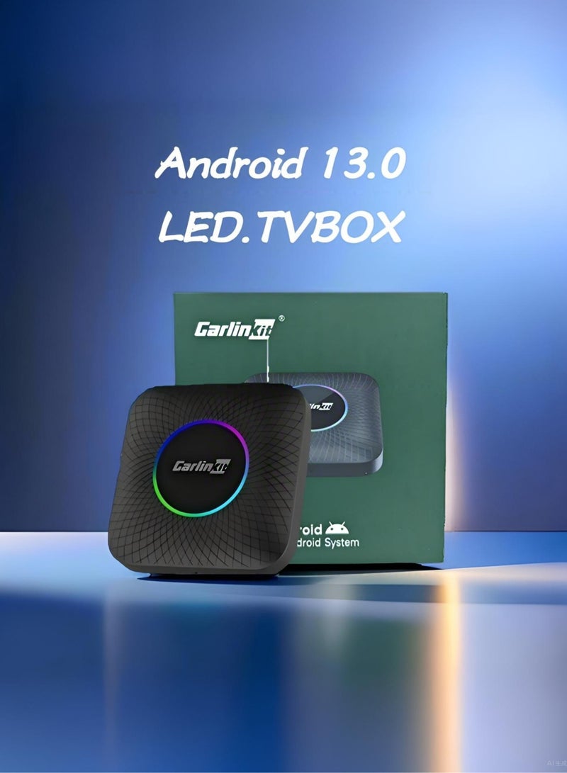 Carlinkit (For KSA  Package design) CarlinKit CarPlay Ai Box 4G+64GAndroid 13 Wireless & Android Auto Adapter, Qualcomm SM6225 Octa-Core 4GB+64GB, Support 512GB SD, RGB Light & Non-RGB Options, 4G LTE Hotspot, GPS Navigation for Car Entertainment - Image 1