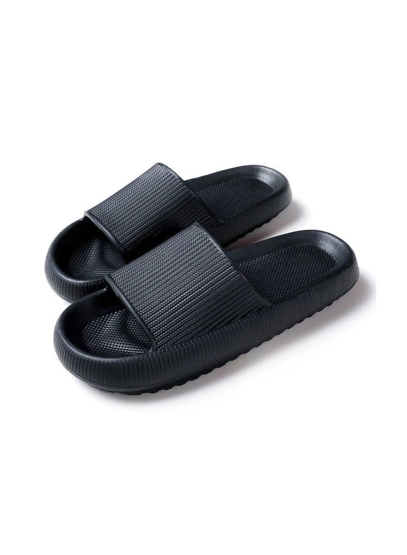 Black Household Bathroom Slide Slippers - Image 1