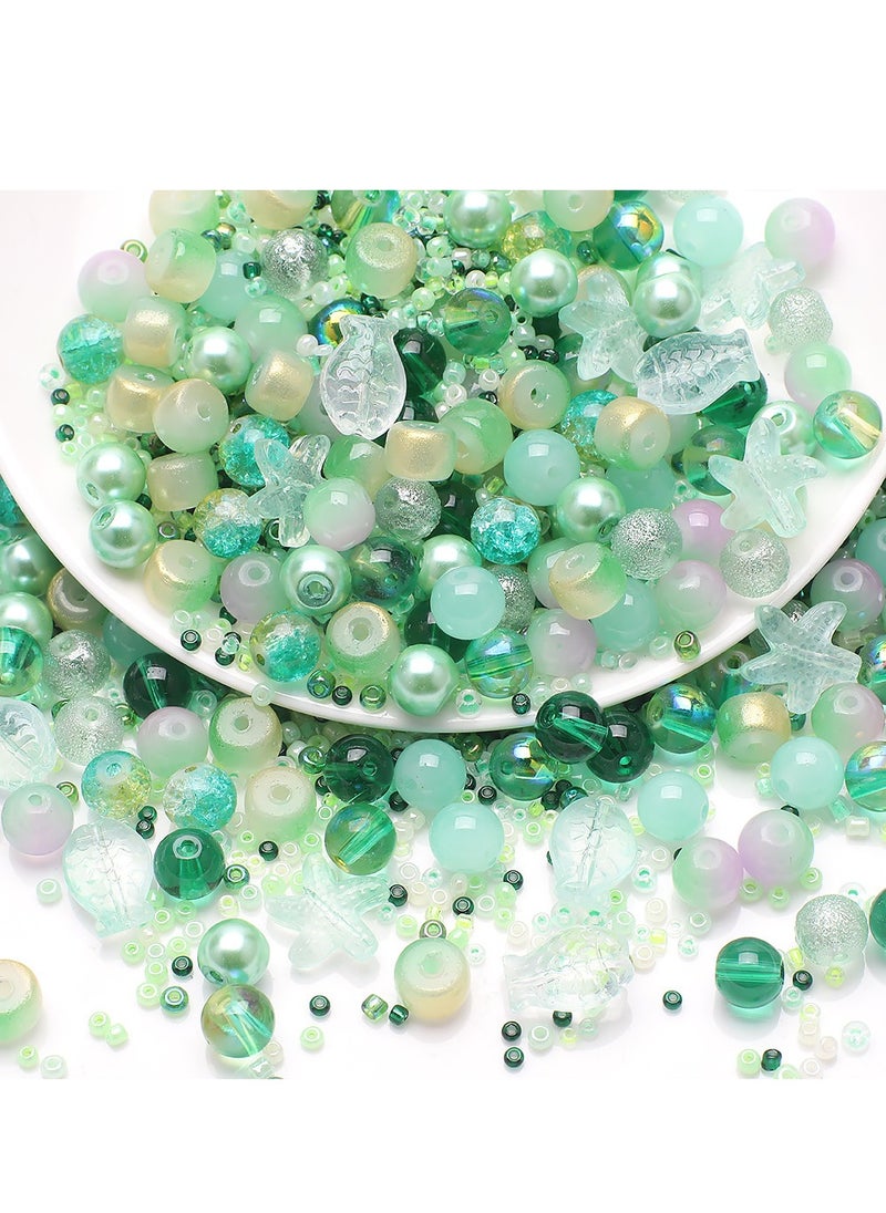 MissTiara 5 Pack 8MM DIY Glass Beads with millet beads and 14MM Starfish Shaped Beads Kit Mixed Colors For Jewelry Bracelet Necklace And Art Craft  - Image 2