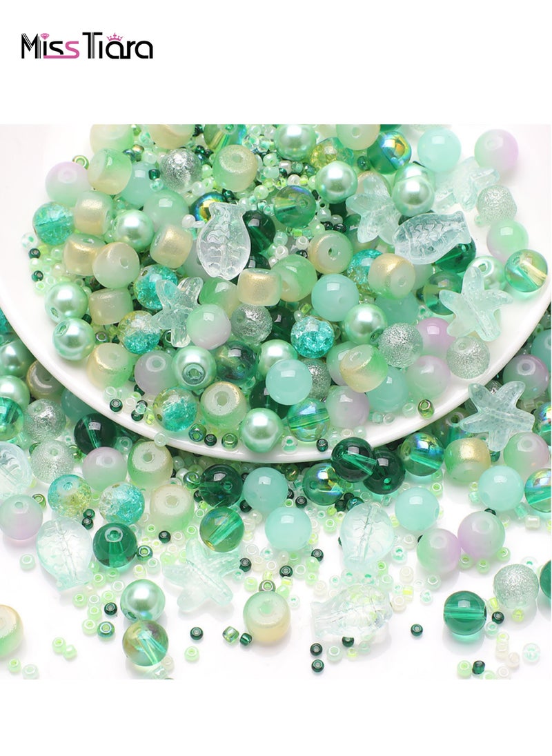 MissTiara 5 Pack 8MM DIY Glass Beads with millet beads and 14MM Starfish Shaped Beads Kit Mixed Colors For Jewelry Bracelet Necklace And Art Craft  - Image 1