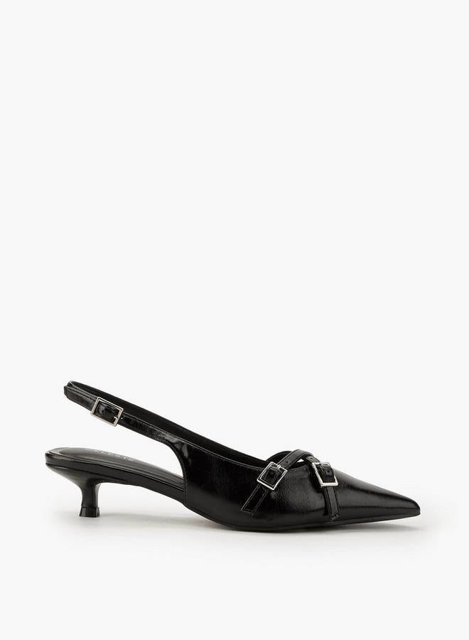 Celeste Women Buckle Detail Kitten Heel Shoes - Image 3