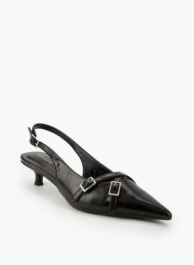 سيليست حذاء نسائي بكعب رفيع وتفاصيل إبزيم