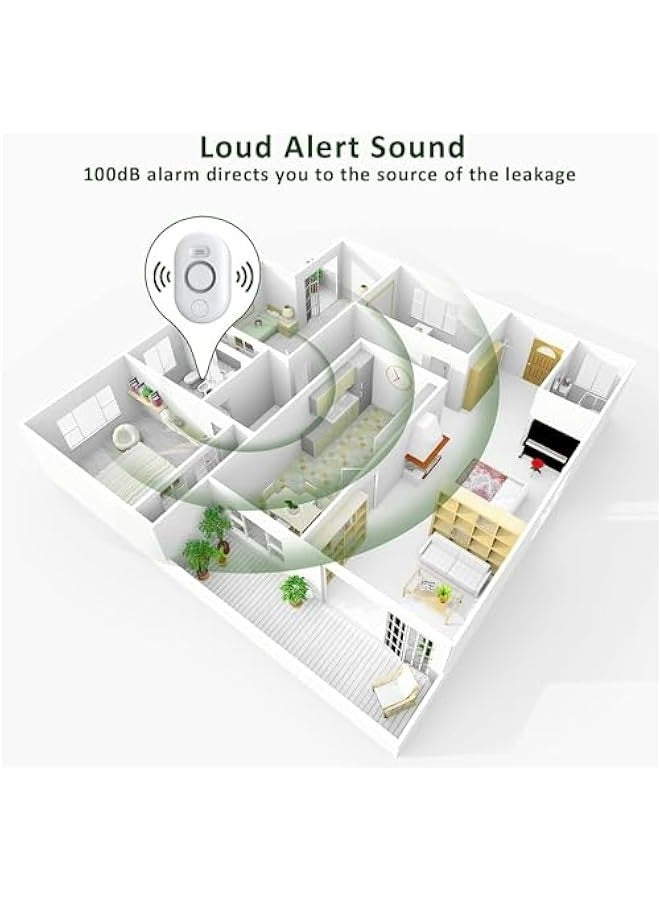 Water Leak Detectors with 100dB Alarm for Home, WD60 Devices for Flood Leakage Detection in Basement, Pipe, Drain, Sink, and Faucet Drip, Prevent Floor Flooding in Bathroom, Kitchen, Toilet, - Image 3